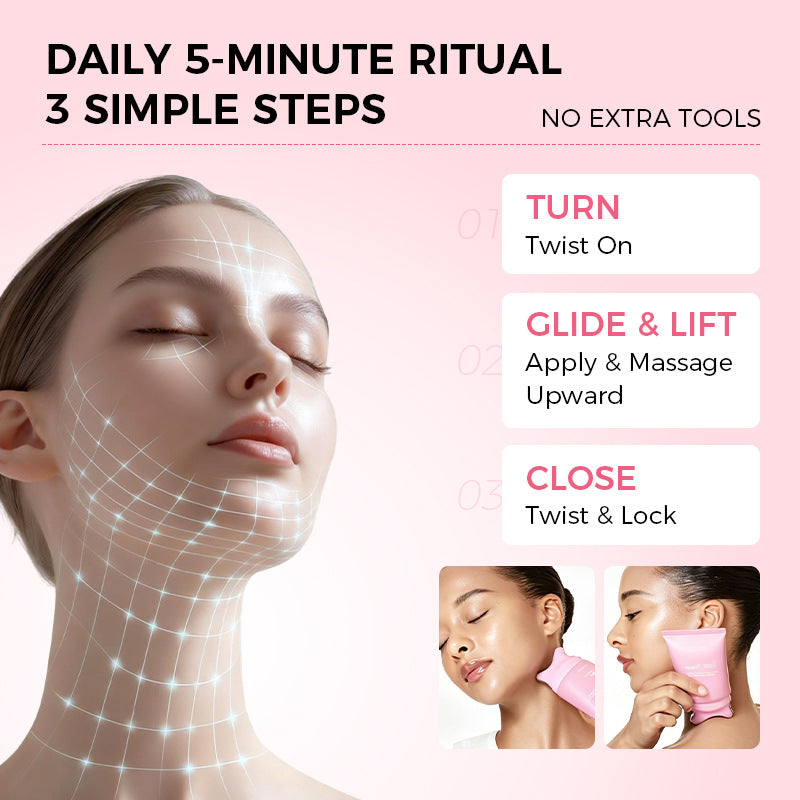 PDRN Collagen Gua Sha Neck Wrinkle Cream - Firming, Contour Care | Built-In Gua Sha Massager - for the Look of Fine Lines, Jawline, Neck, Korean Skincare.